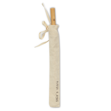 Lettered Bamboo Straw & Raw Cloth Pouch