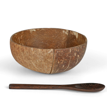 Split Coconut Bowl & Ebony Spoon Set - Coconut Bowl