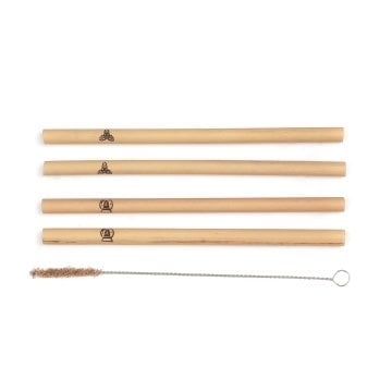 Christmas Bamboo Straws Set of 4
