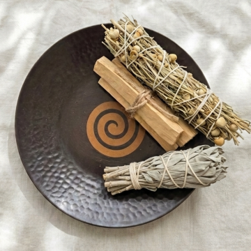 Spiral Bakır Tabak & Tütsü Seti